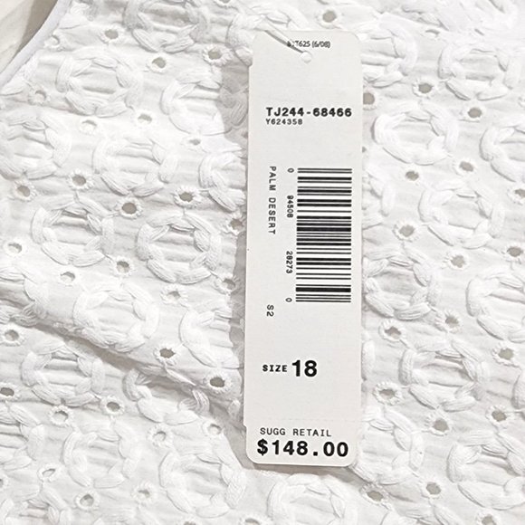 Pendleton White Eyelet Dress Sleeveless Textured Palm Desert - Picture 8 of 8